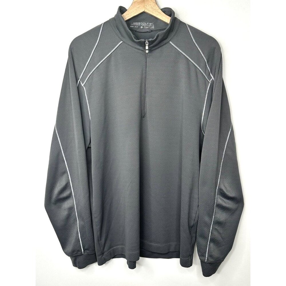 Nike Mens Sweater Golf Dri-Fit 1/4 Zip Pullover Long Sleeve Charcoal Gray Medium